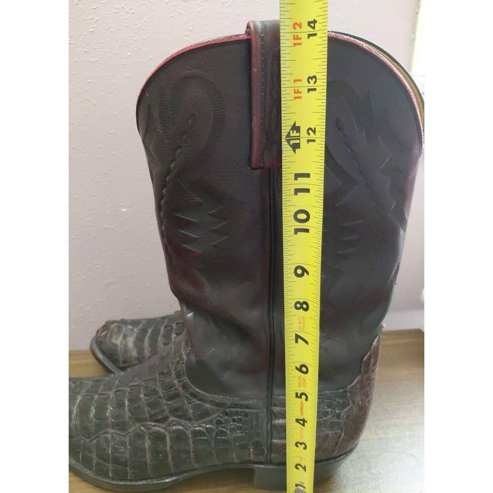 Lucchese Alligator Boot T3211R Blk Cherry Caiman Hornback 2000’s Vintage 13 EE - Picture 15 of 16